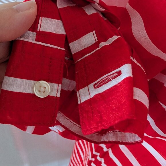 Old Navy Long Sleeve Swim Shirt Collar Red and White Stripes Size Medium Summer - Picture 7 of 13